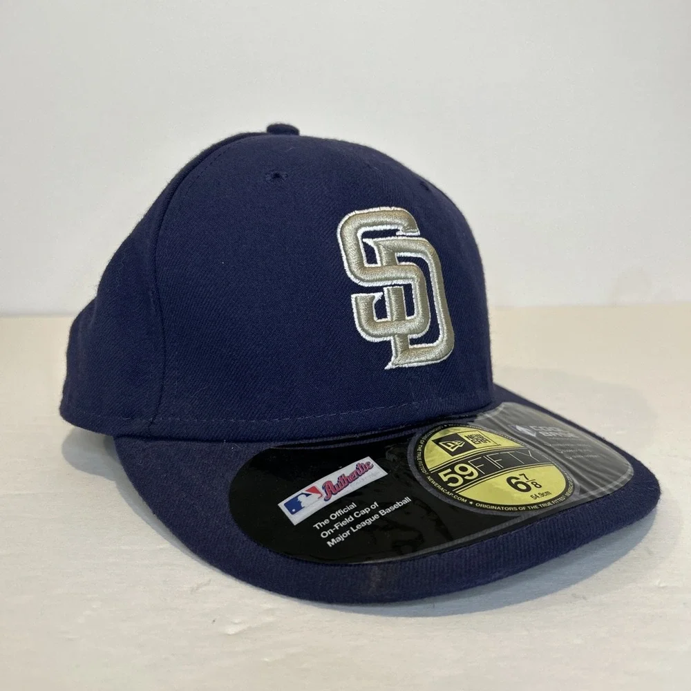 New Era San Diego Padres Hat 6 7/8 Blue Logo Authentic 59Fifty Cap Cool Base